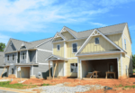 Homes being constructed in a build to rent community.