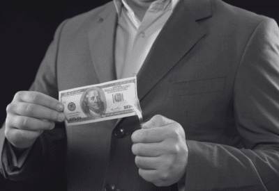 Man burning money