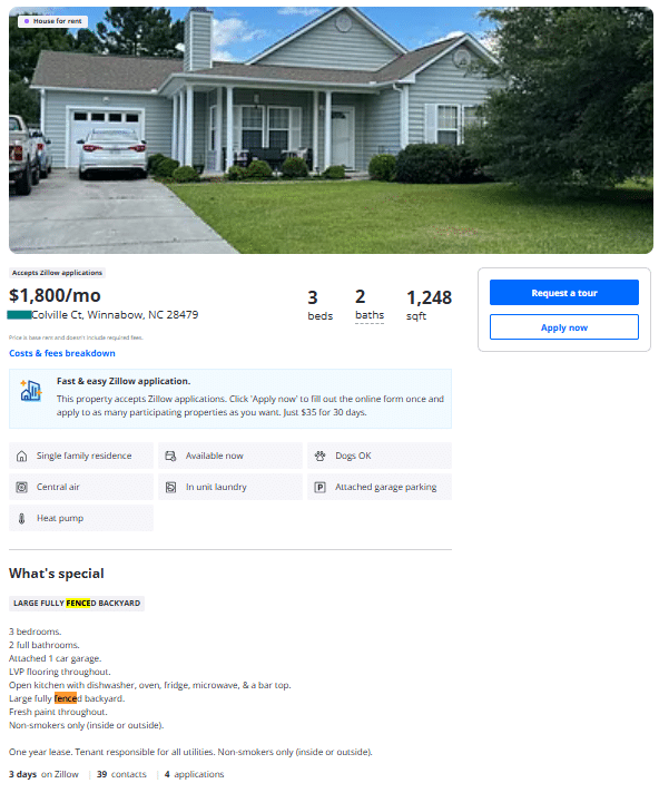 Colville Ct Rental Home with a Fence