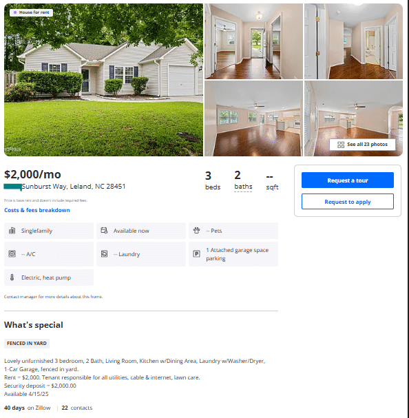 Sunburst Way Rental Home with a Fence