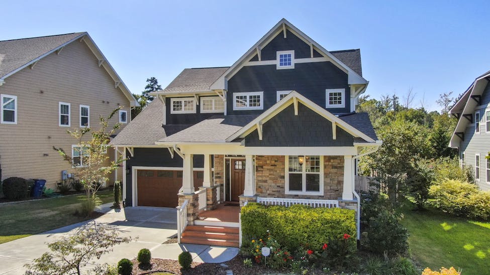 Beautiful modern home in a suburban neighborhood of Raleigh, NC, showcasing investors owning 35% of rental properties.