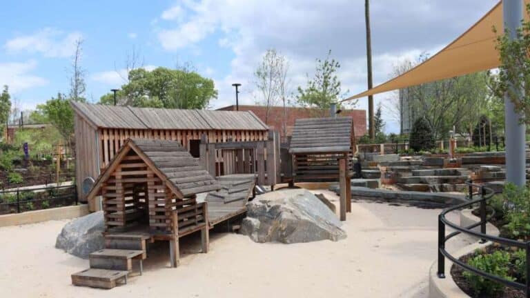 Picture of the Sand Bowl in the new Gipson Play Plaza opening in Raleigh in June 2025.