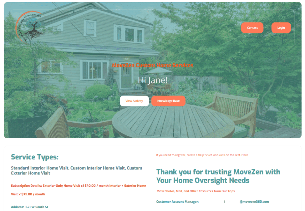 Custom Home Services Portal Home Page