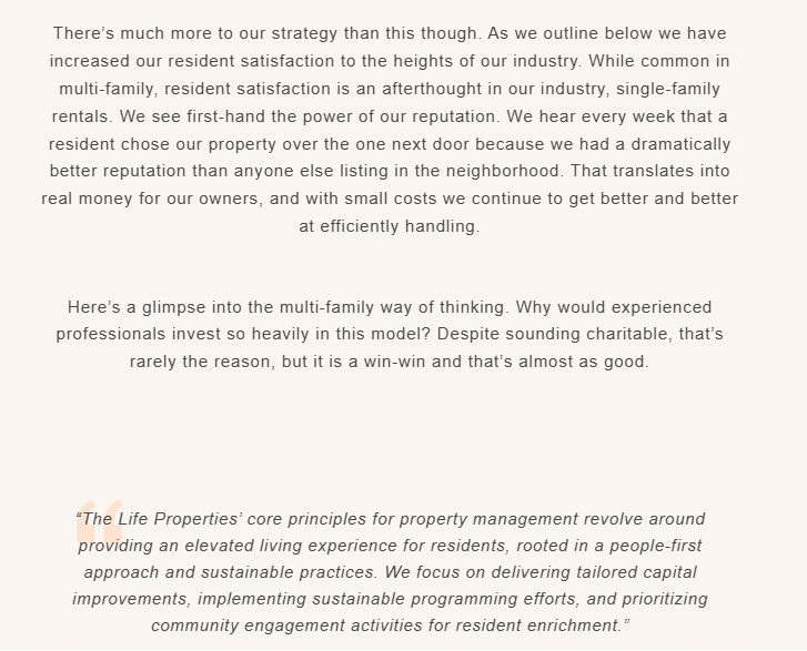 As we outlined below weve increased our resident satisfaction to the heights of the industry